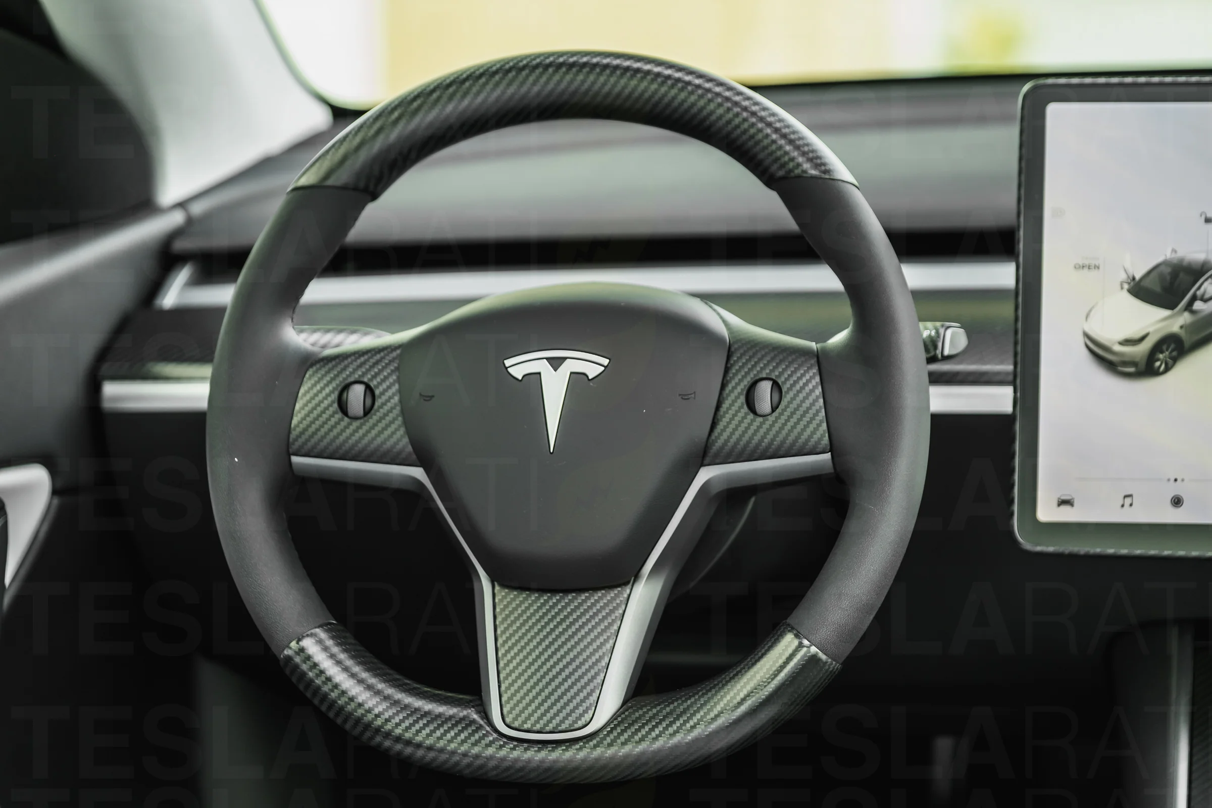 Tesla Model Y Carbon Fiber Steering Wheel Accents - Image 10