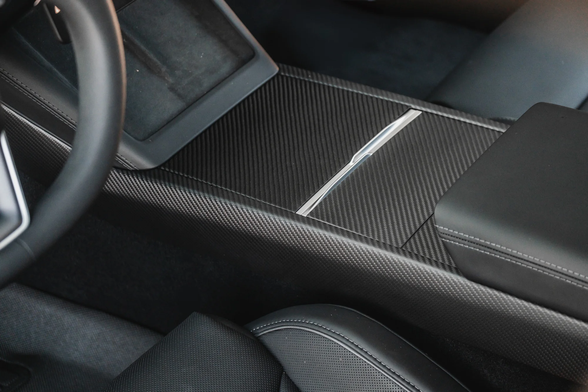 Tesla Model 3 Genuine Carbon Fiber Center Console Side Panels - Image 3