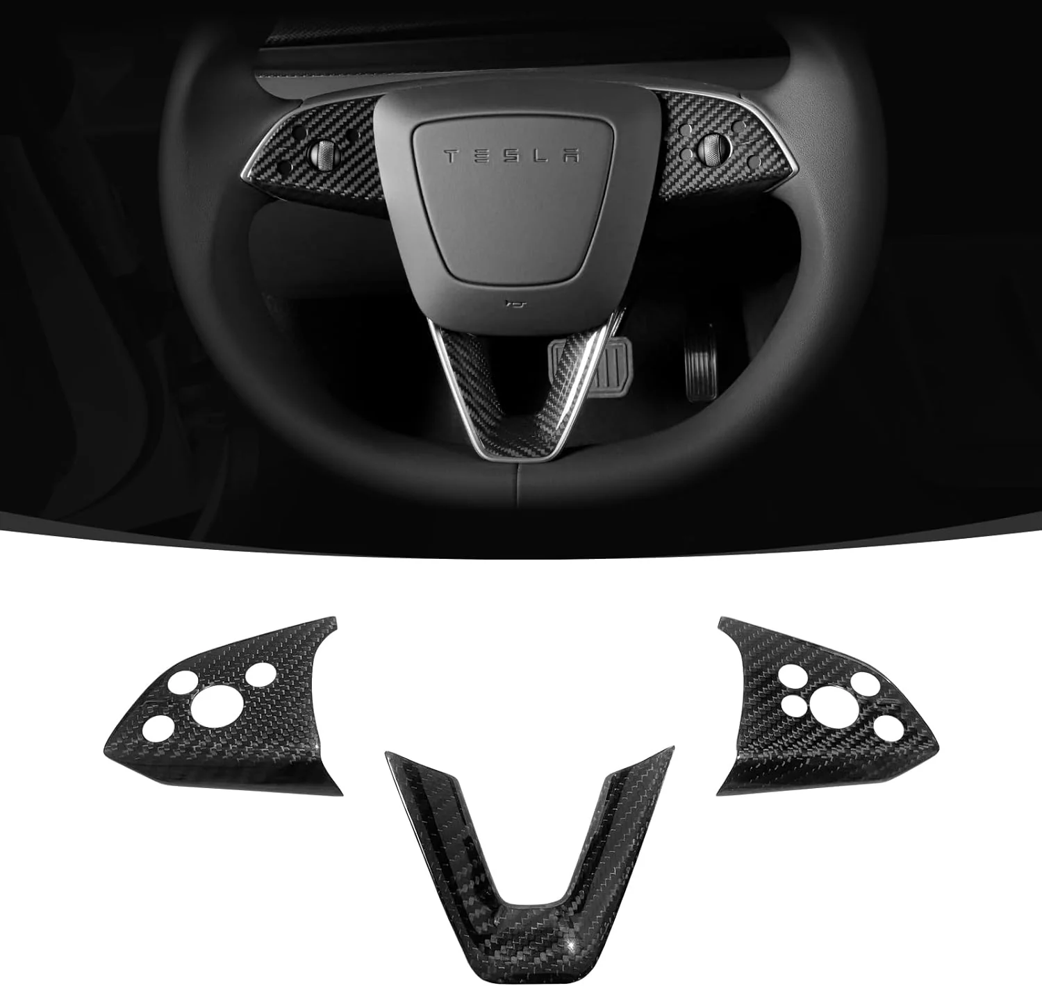 Tesla Model 3 Genuine Dry Carbon Fiber Steering Wheel Button Covers - Image 7