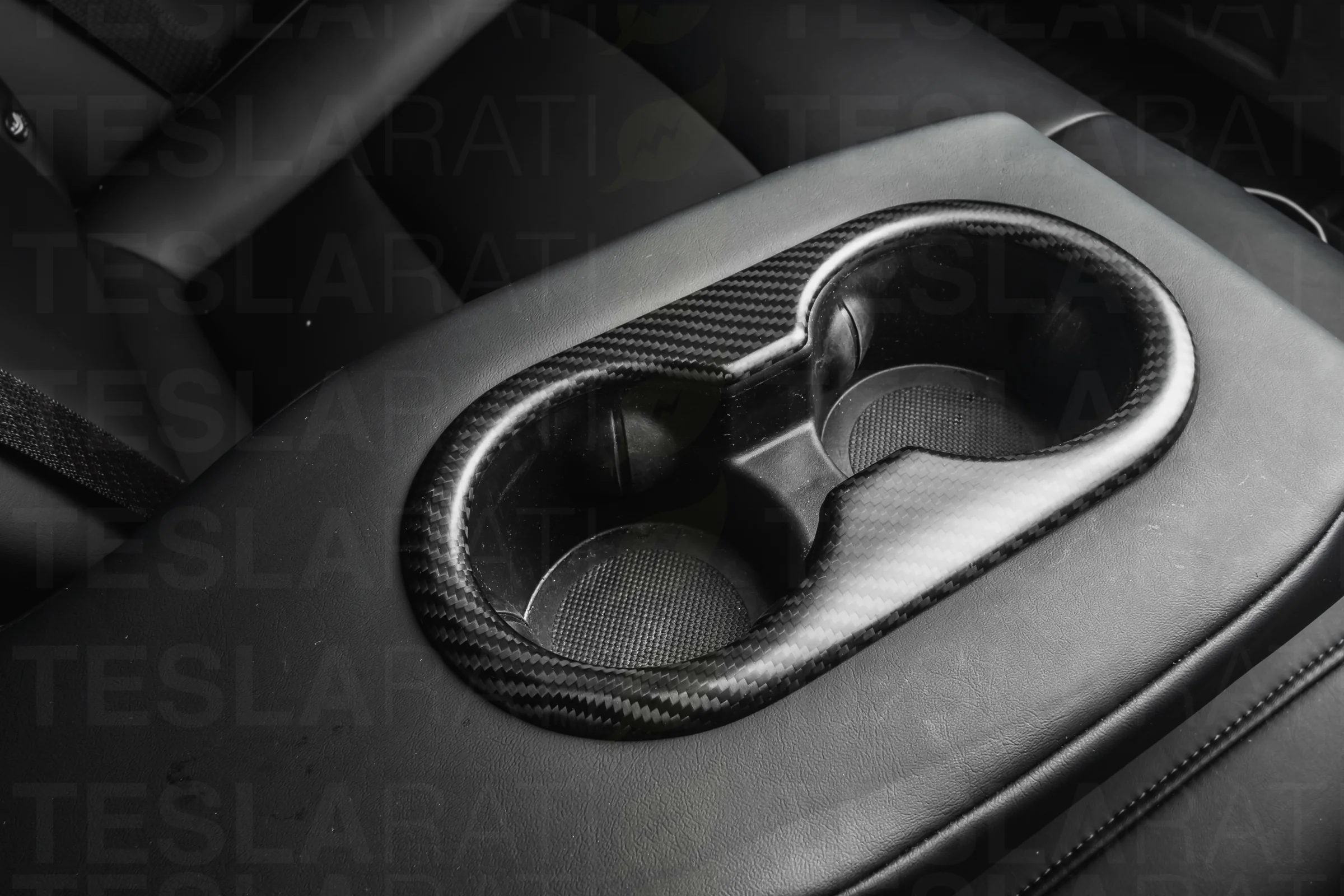 Tesla Model 3 Genuine Carbon Fiber Backseat Cup Holders Cover - Image 3