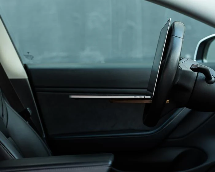 Tesla 'DeskWedge' Steering Wheel Desk (Real Wood) - Image 5