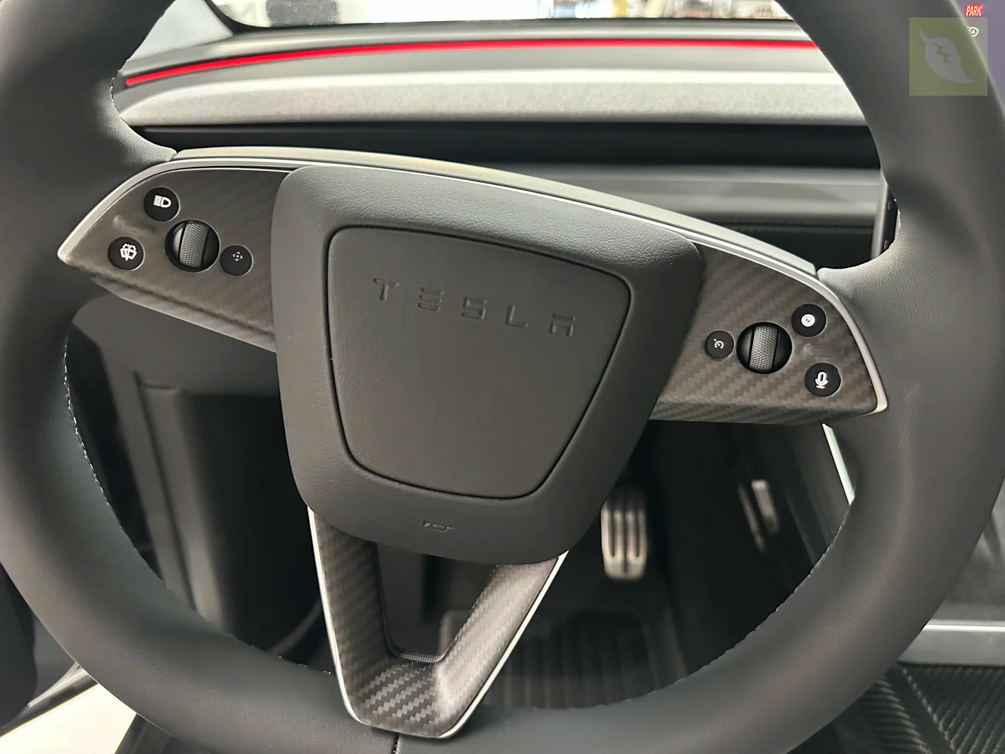 Tesla Model Y Carbon Fiber Steering Wheel Accents - Image 3