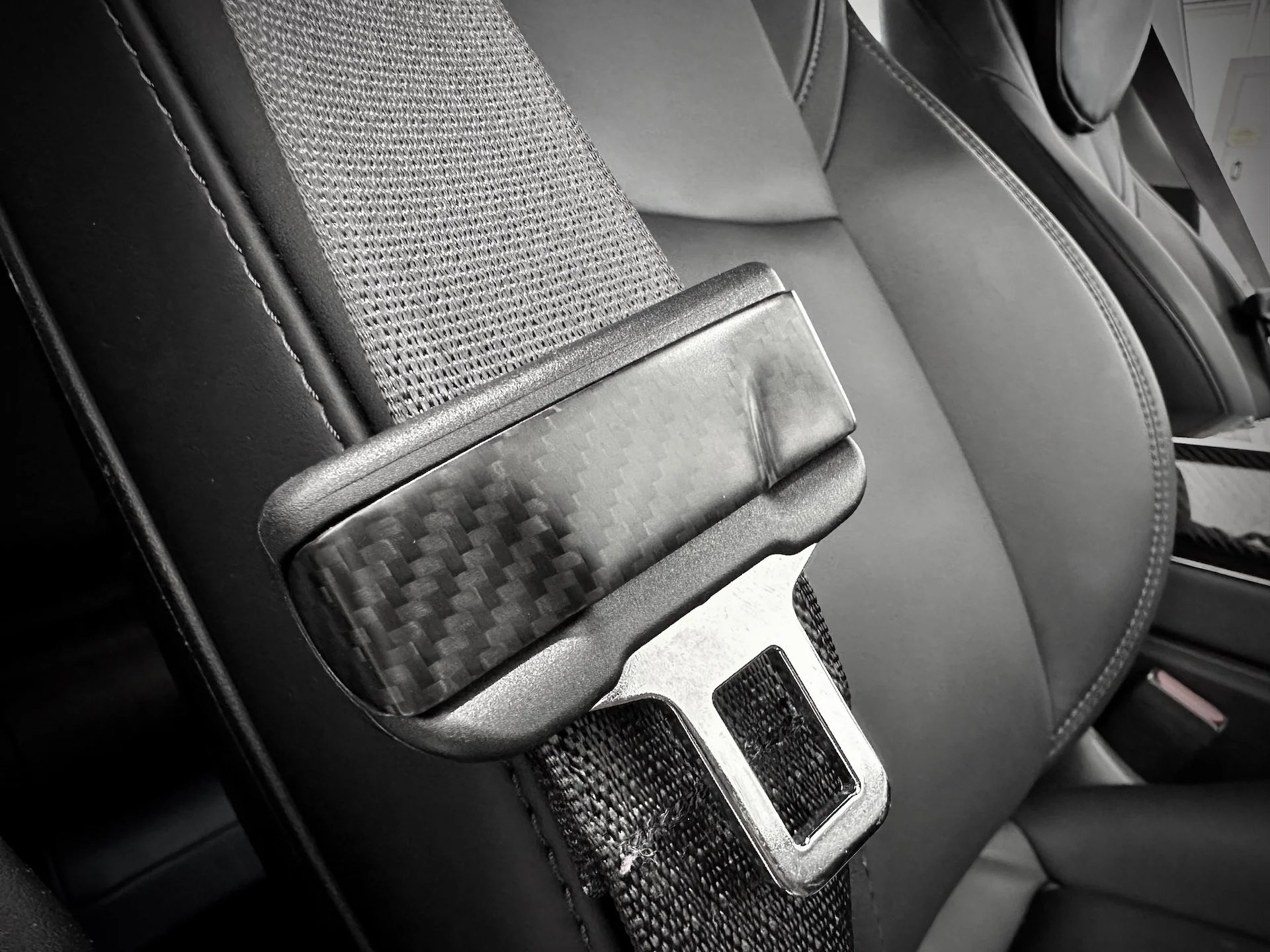 Tesla Model Y Real Carbon Fiber Seat Belt Fascia Cover (2pc)